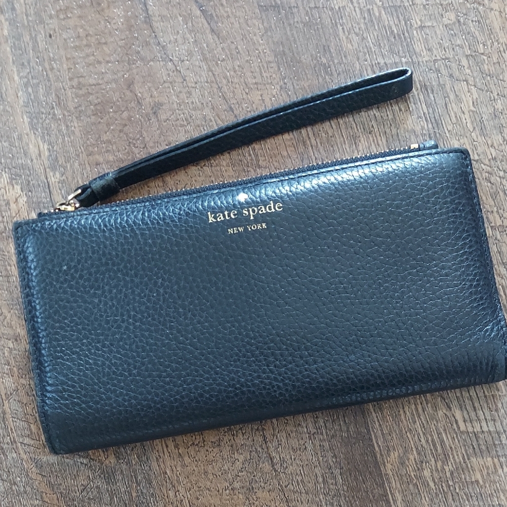 Kate Spade Black Pebbled Leather Wristlet